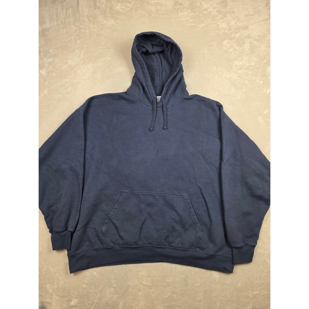 Champion Hoodie Men 3XL Blue Pullover Fleece Sweatshirt Athleisure Faded Stained